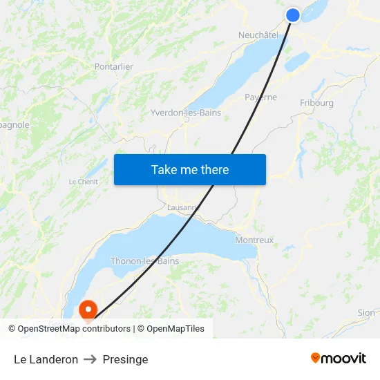 Le Landeron to Presinge map