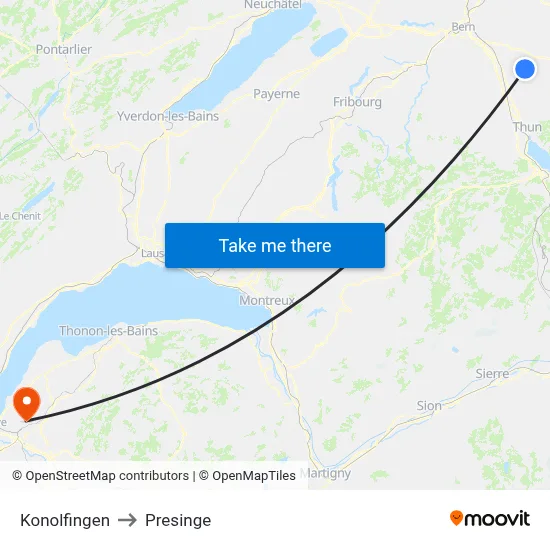 Konolfingen to Presinge map