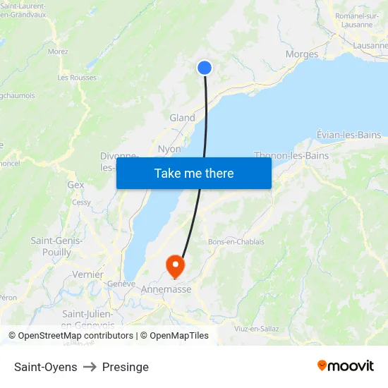 Saint-Oyens to Presinge map