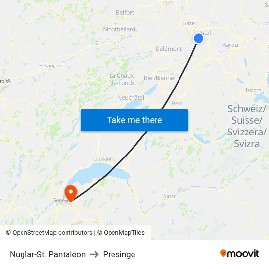 Nuglar-St. Pantaleon to Presinge map