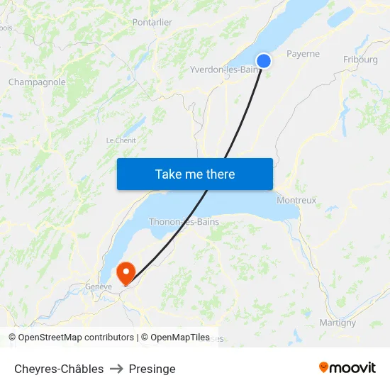 Cheyres-Châbles to Presinge map
