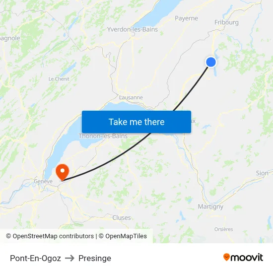 Pont-En-Ogoz to Presinge map