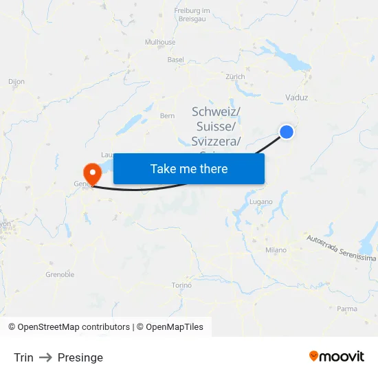 Trin to Presinge map