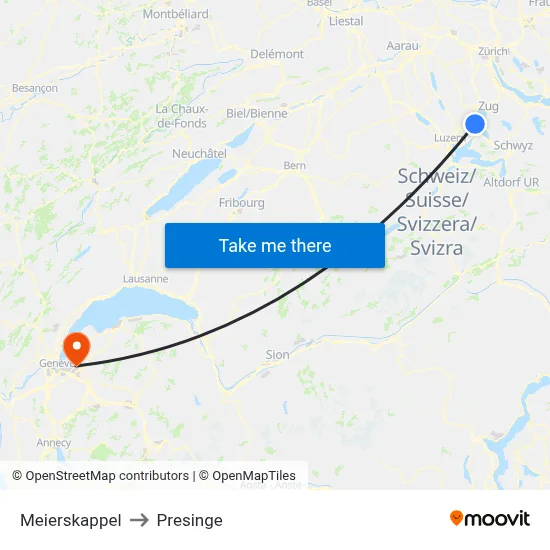 Meierskappel to Presinge map