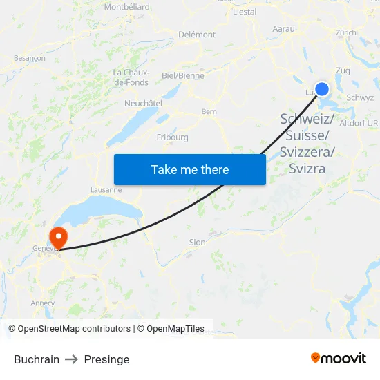 Buchrain to Presinge map