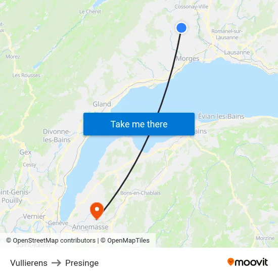 Vullierens to Presinge map