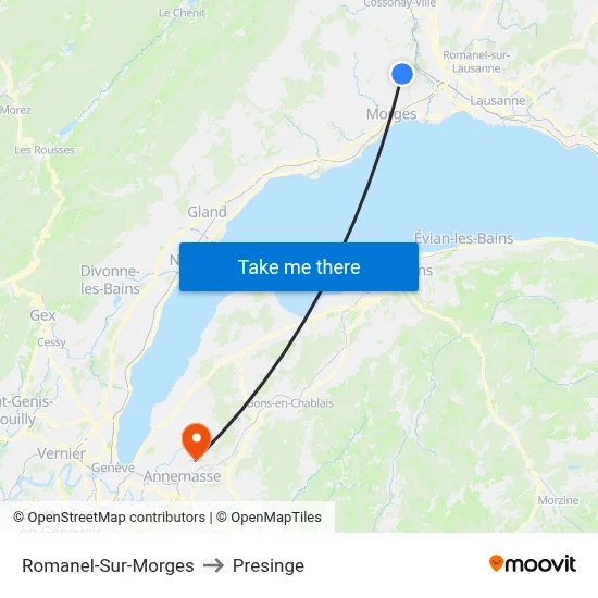 Romanel-Sur-Morges to Presinge map