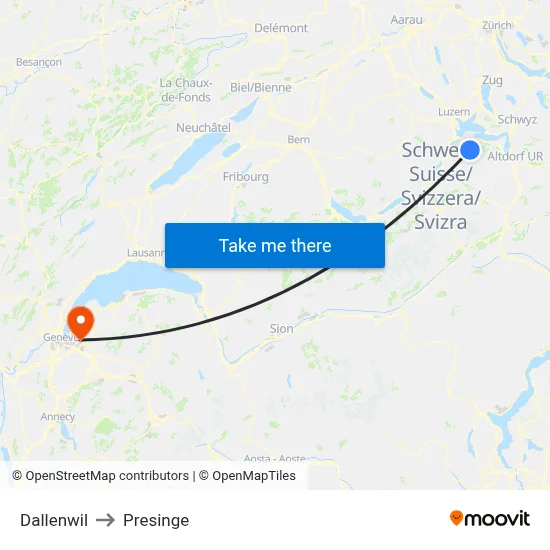 Dallenwil to Presinge map