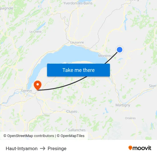 Haut-Intyamon to Presinge map