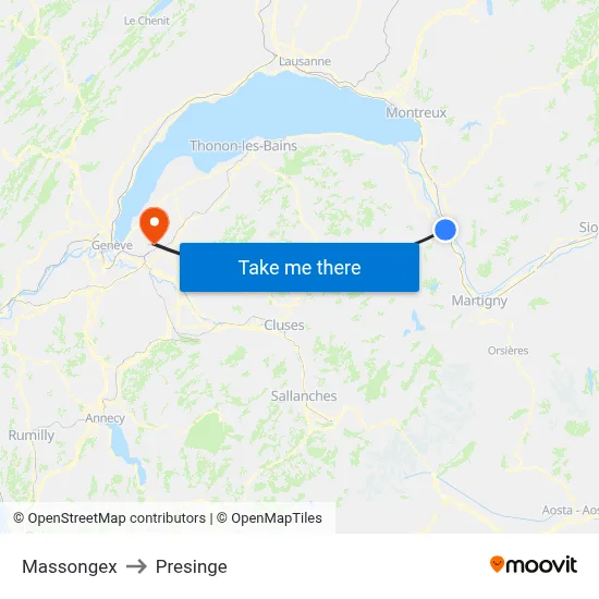 Massongex to Presinge map