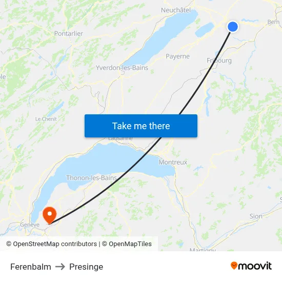 Ferenbalm to Presinge map