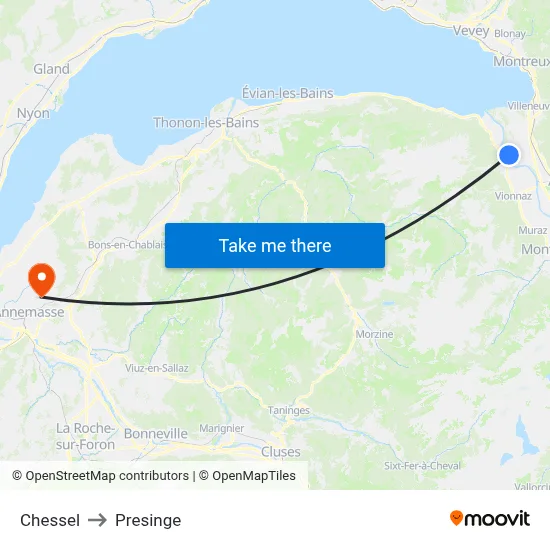 Chessel to Presinge map