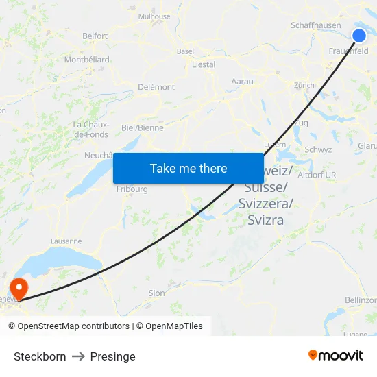 Steckborn to Presinge map
