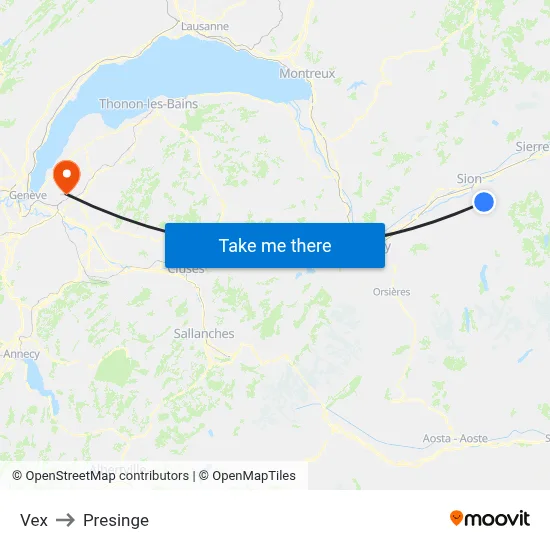Vex to Presinge map