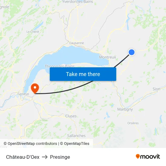 Château-D'Oex to Presinge map