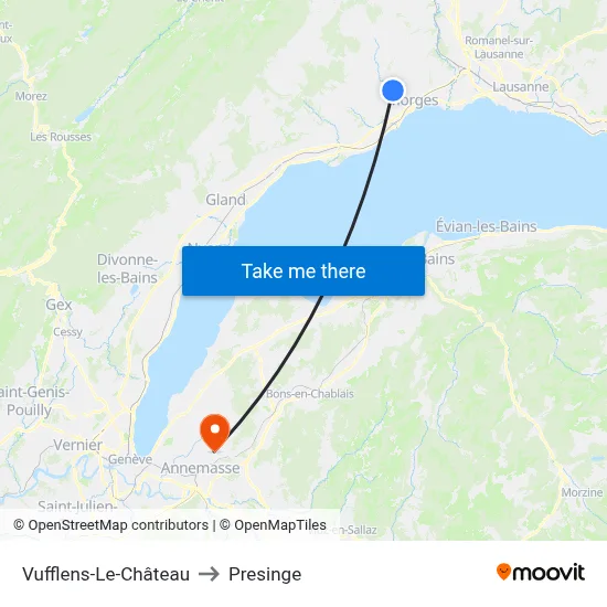 Vufflens-Le-Château to Presinge map
