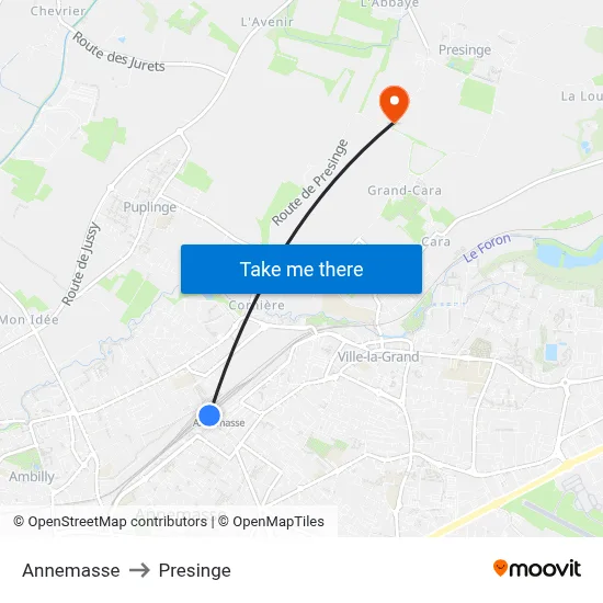 Annemasse to Presinge map