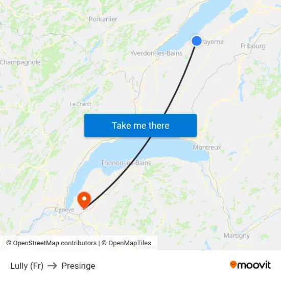 Lully (Fr) to Presinge map