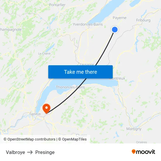 Valbroye to Presinge map