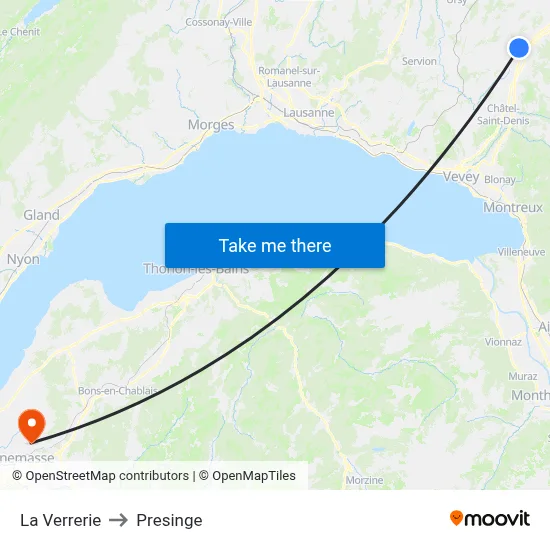 La Verrerie to Presinge map