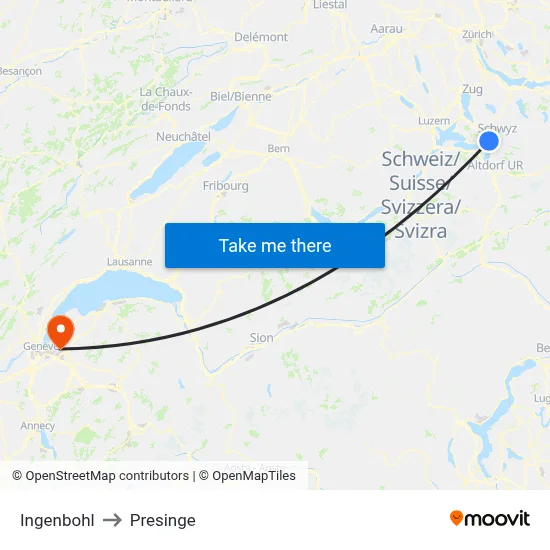 Ingenbohl to Presinge map