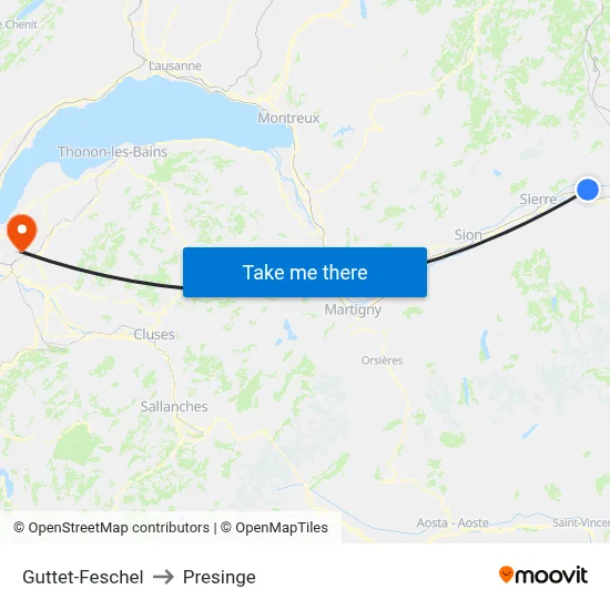 Guttet-Feschel to Presinge map