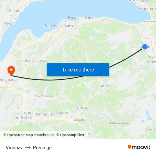 Vionnaz to Presinge map