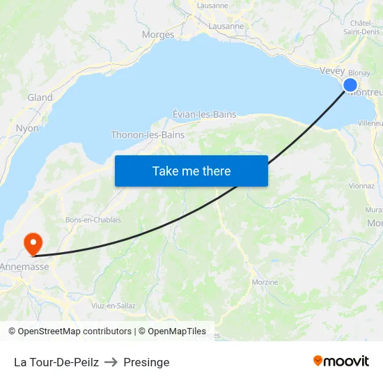 La Tour-De-Peilz to Presinge map