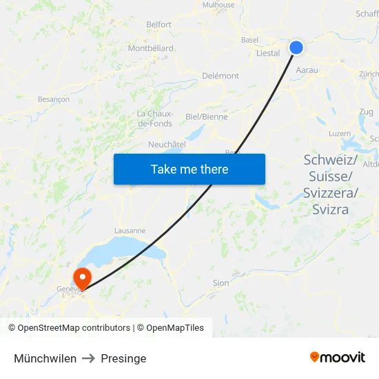 Münchwilen to Presinge map