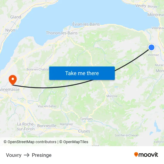 Vouvry to Presinge map