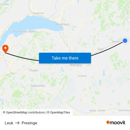 Leuk to Presinge map