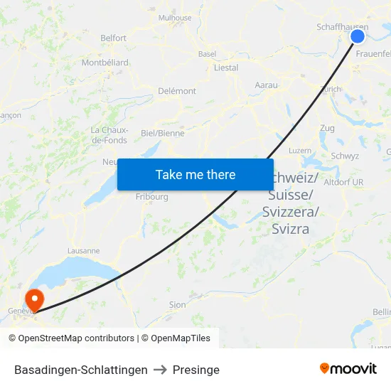 Basadingen-Schlattingen to Presinge map