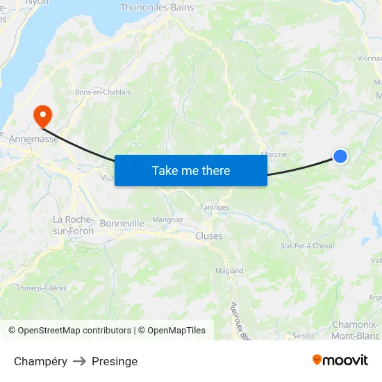 Champéry to Presinge map