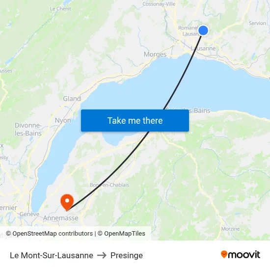 Le Mont-Sur-Lausanne to Presinge map