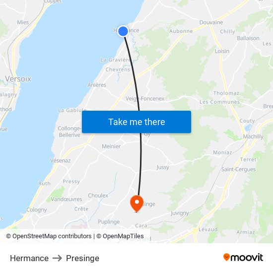 Hermance to Presinge map