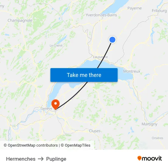 Hermenches to Puplinge map
