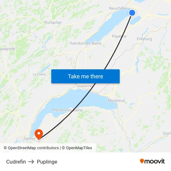 Cudrefin to Puplinge map