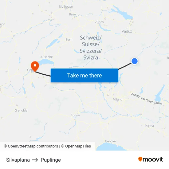 Silvaplana to Puplinge map