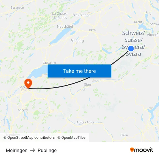 Meiringen to Puplinge map