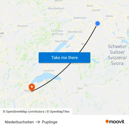 Niederbuchsiten to Puplinge map