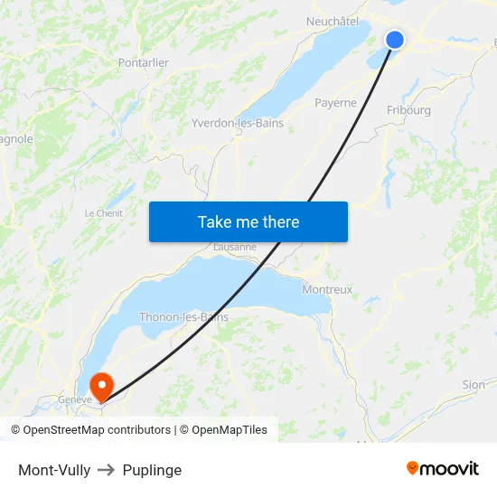Mont-Vully to Puplinge map