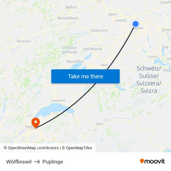 Wölflinswil to Puplinge map