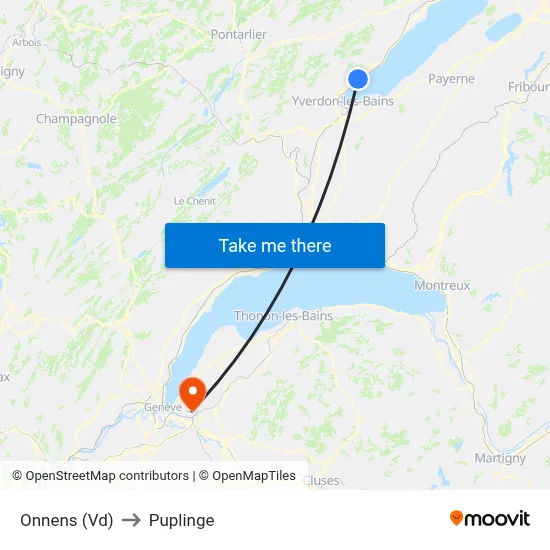 Onnens (Vd) to Puplinge map