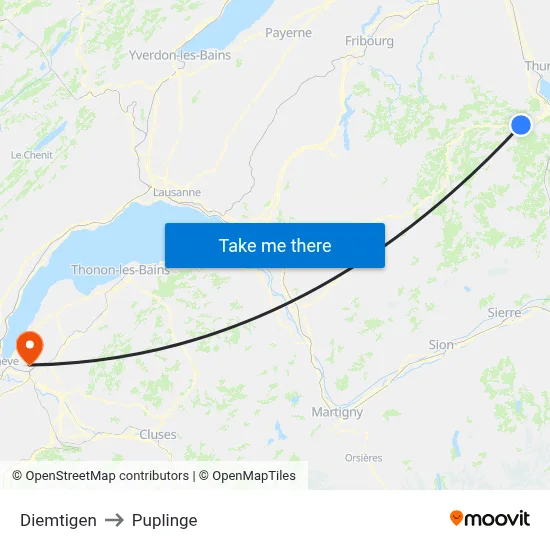 Diemtigen to Puplinge map