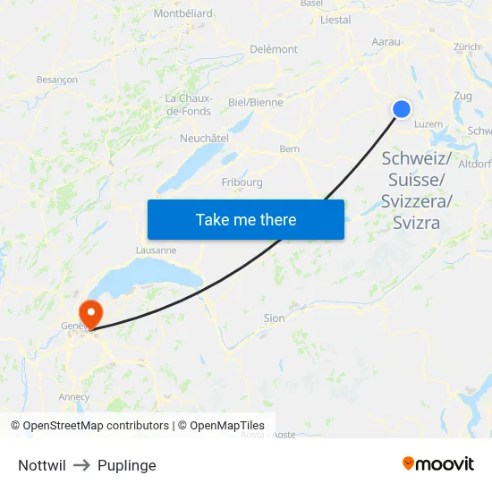 Nottwil to Puplinge map