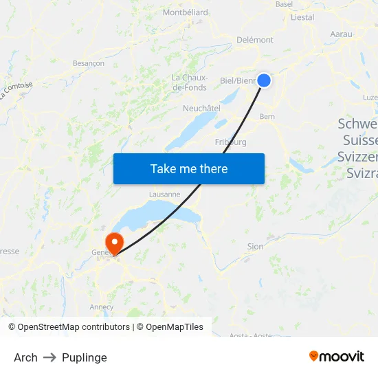 Arch to Puplinge map
