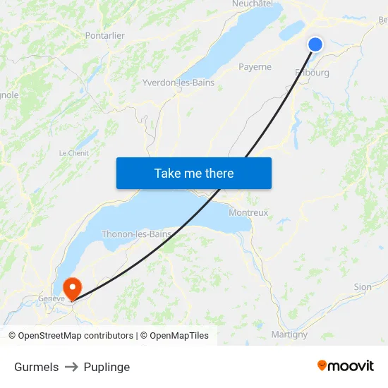 Gurmels to Puplinge map