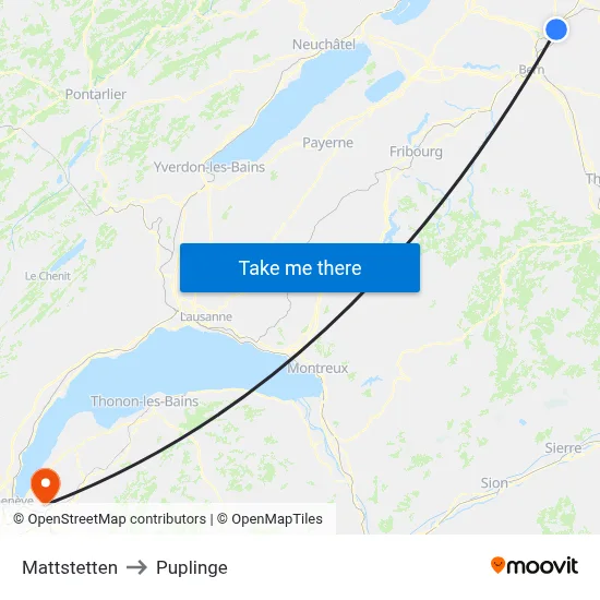 Mattstetten to Puplinge map