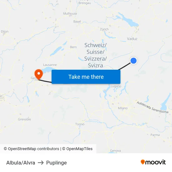 Albula/Alvra to Puplinge map
