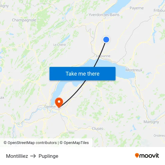 Montilliez to Puplinge map